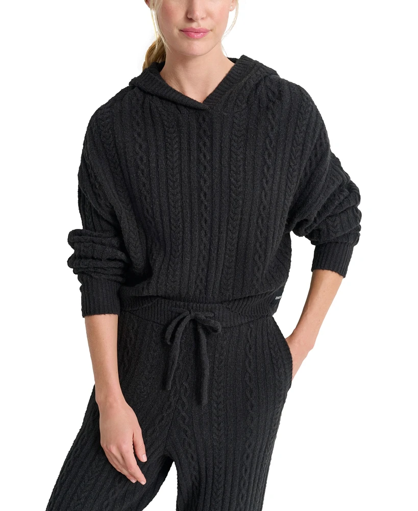 Dkny Sport Women's Cable-Knit Pullover Hooded Sweater