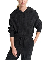 Dkny Sport Women's Cable-Knit Pullover Hooded Sweater