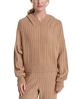 Dkny Sport Women's Cable-Knit Pullover Hooded Sweater