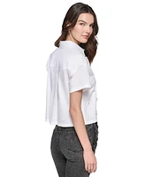 Karl Lagerfeld Paris Women's Faux-Pearl-Embellished Poplin Top