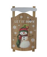 Northlight 24" Let It Snow Wooden Sled Snowman and Snowflakes Wall Sign