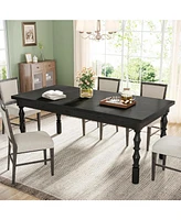 Tribesigns 62” Wood Dining Table for 4-6 People, Farmhouse Large Rectangle Kitchen Table