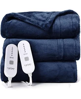 Caromio King Reversible Flannel Electric Heated Blanket with Dual Control, 100" x 90"