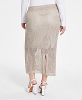 Bar Iii Trendy Plus Sparkle Crochet Midi Skirt, Created for Macy's