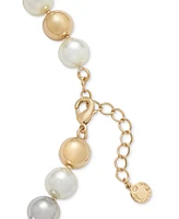 Charter Club Two-Tone Imitation Pearl All-Around Collar Necklace, 16" + 2" extender, Created for Macy's