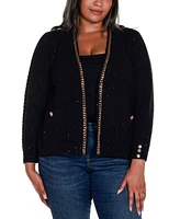 Belldini Black Label Plus Chain Detail Open-Front Cardigan Sweater