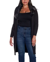 Belldini Black Label Plus Ribbed Collar Duster Cardigan Sweater