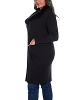 Belldini Black Label Plus Ribbed Collar Duster Cardigan Sweater