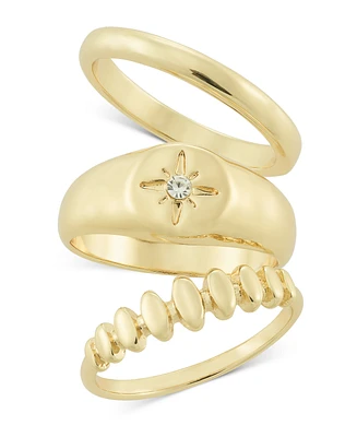 On 34th Gold-Tone 3-Pc. Set Pave Star Stack Rings, Created for Macy's