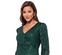 Xscape Women's Sequinned High-Slit Evening Gown