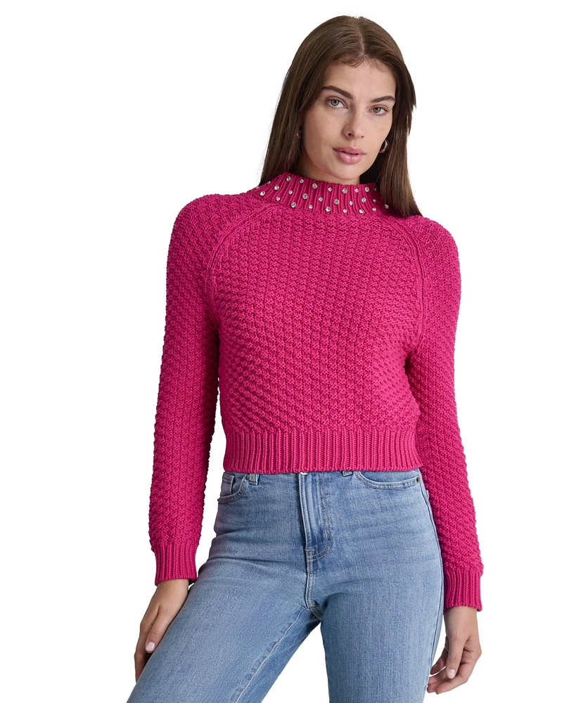 Dkny Jeans Petite Embellished Mock-Neck Sweater