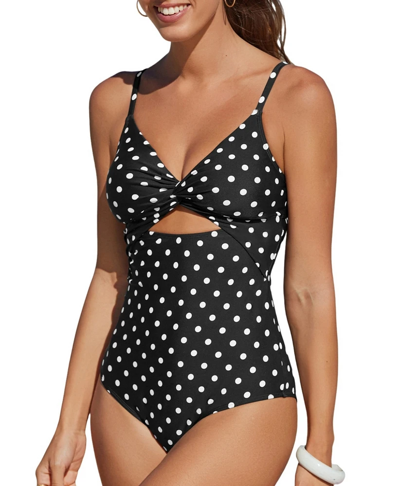 Cupshe Women's Polka Dot Diamond Neck Cutout One-Piece