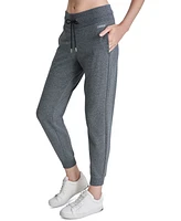 Dkny Sport Women's Drawstring Rhinestone Logo Fleece Jogger Sweatpants