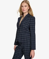 Tommy Hilfiger Women's Plaid Puff-Sleeve Single-Button Blazer