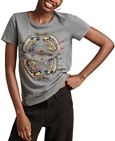 Lucky Brand Women's Cotton Butterfly Mirror Classic Crewneck T-Shirt