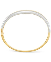 Polished Two-Tone Wavy Double Bangle Bracelet in Sterling Silver & 18k Gold-Plate