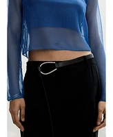 Mango Women's Semi-Transparent Sweater Combined Top