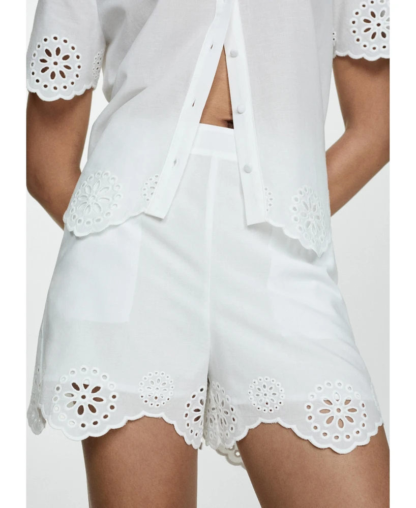 Mango Women's Embroidered Openwork Shorts