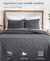 California Design Den Hand-Quilted 100% Cotton Quilt Set, Pre-Softened, 3 Piece Quilt & Sham Set by