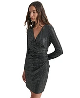 Dkny Women's Metallic-Dot Gathered-Waist Dress