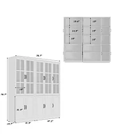 Famapy Tall 2-in-1 Wood White Accent Bookcase 12-Shelf Bookshelf