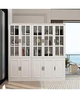 Famapy Tall 2-in-1 Wood White Accent Bookcase 12-Shelf Bookshelf