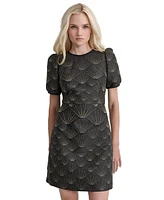 Dkny Women's Puffed-Sleeve Brocade-Texture Mini Dress