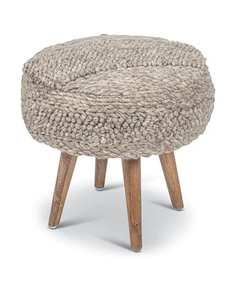 Anaya Home Textured Taupe Oversized Handwoven Stool