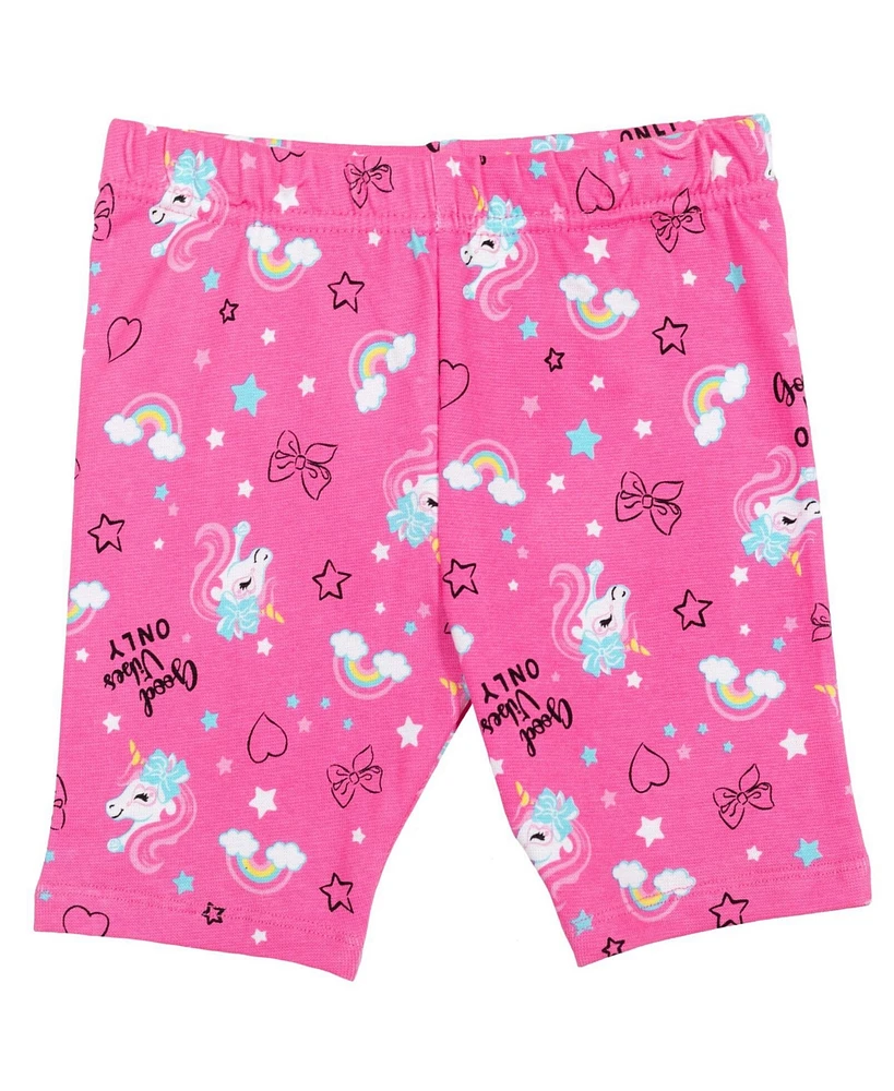Jojo Siwa Toddler Girls Unicorn Bow T-Shirt and Bike Shorts Outfit Set to