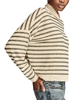 Lucky Brand Women's Cloud Stripe Drapey Mock Neck Top