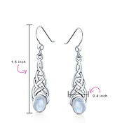 Bling Jewelry Blue Topaz Amethyst Moonstone Celtic Knot Dangle Earrings in Sterling Silver