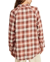 Lucky Brand Women's Plaid Button-Down Long-Sleeve Tunic Shirt