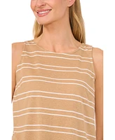 CeCe Women's Double Stripe Linen Tank Top