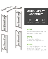 Best Choice Products 92in Steel Garden Arch Arbor Outdoor Trellis for Garden, Climbing Plants w/ Wire Lattice - Black