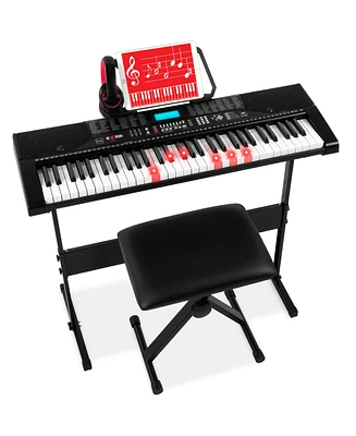 Best Choice Products 61-Key Beginners Complete Electronic Keyboard Piano Set w/ Lcd Screen, Lighted Keys