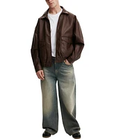 Cotton On Men's Artificial Leather Bomber Jacket