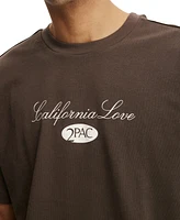 Cotton On Men's Box Fit Premium Music T-Shirt - Lcn Bra Ashen Brown / Tupac