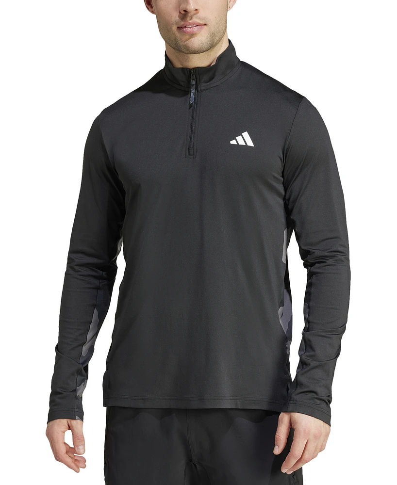 adidas Men's Quarter-Zip Camo Panel Sweatshirt