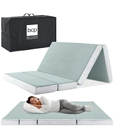 Best Choice Products 4in Thick Folding Portable Seafoam Mattress Topper w/ Carry Case