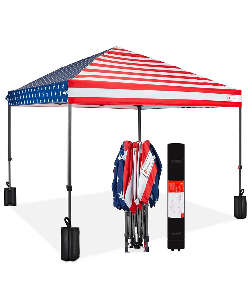 Best Choice Products 10x10ft Easy Setup Pop Up Canopy w/ 1-Button Setup, Wheeled Case, 4 Weight Bags