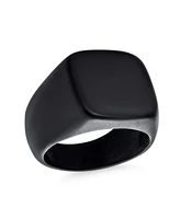Bling Jewelry Large Square Black Signet Ring Stainless Steel Matte Finish