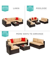 Best Choice Products 7-Piece Outdoor Modular Patio Conversation Furniture, Wicker Sectional Set