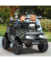 Gymax Licensed Toyota Fj Toddler Ride on Car 12V Battery Powered Kids Truck Camo