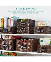 Best Choice Products Set of 4 13in Woven Water Hyacinth Pantry Baskets w/ Chalkboard Label, Chalk Marker