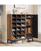 Tribesigns Shoe Cabinet for Entryway, 6-tier Shoe Rack with Doors & 23 Cubbies, 23-26 Pair Shoe Storage Cabinet with Adjustable Shelves