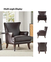 Hulala Home Hardamon Contemporary Leather Arm Chair with Nailhead Trim