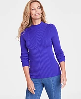 I.n.c. International Concepts Women's Detail Ribbed Mock Neck Sweater, Created for Macy's