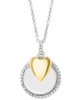 Effy Diamond Disc & Heart Two Charm 18" Pendant Necklace (1/4 ct. t.w.) in Sterling Silver & Gold-Plate