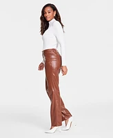 I.n.c. International Concepts Women's Faux-Leather Embossed Straight Pants, Created for Macy's