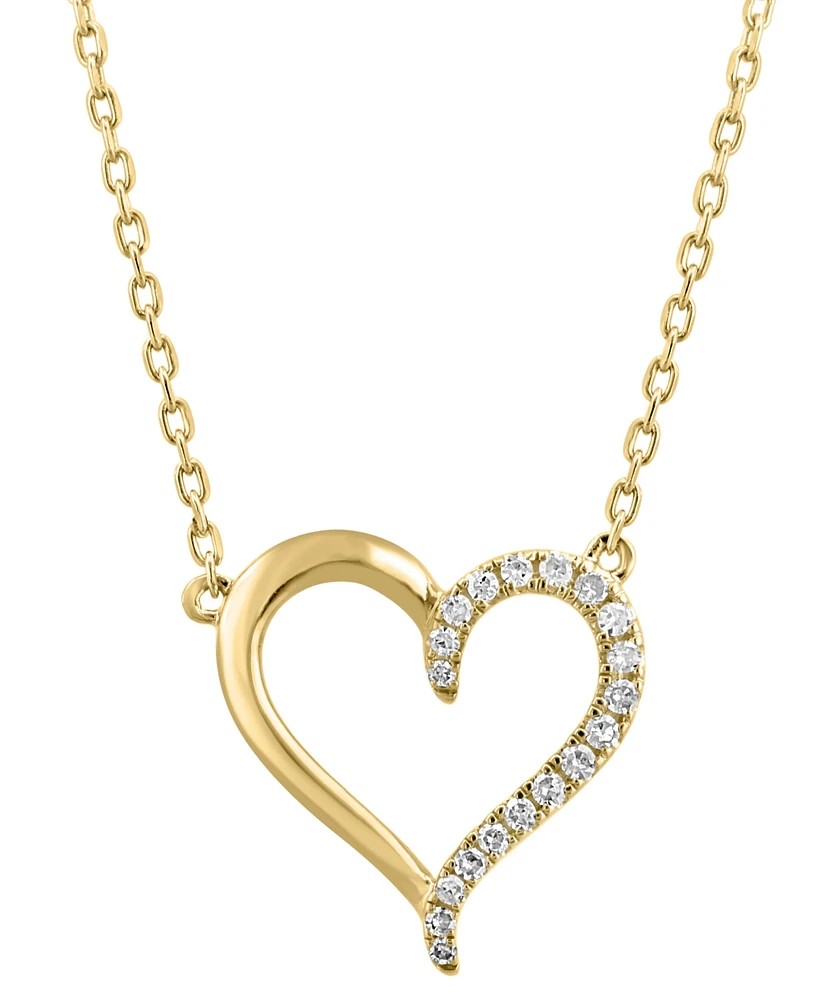 Effy Diamond Heart 18" Pendant Necklace (1/8 ct. t.w.) Sterling Silver or Gold-Plated